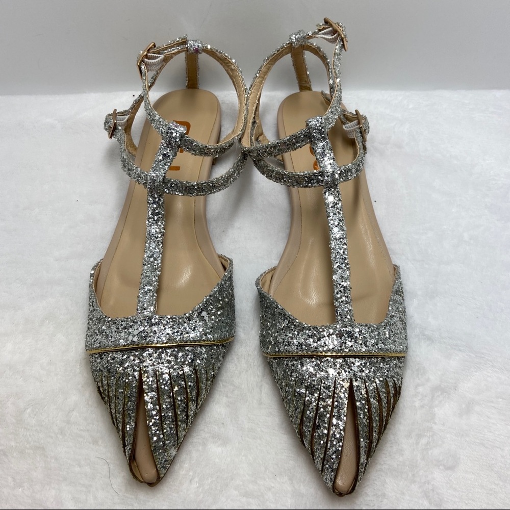 Sliver Glitter Wedding T Strap for Bridesmaid Flat - Picture 3 of 8